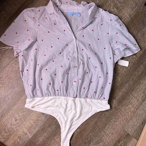 Draper James RSVP‎ Patriotic Linen Bodysuit-XXL